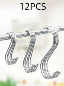 12pcs S-Shaped Multi-Function Kitchen & Bathroom Hooks, Suitable For Cookware, Hats, Shirts, Socks And Other Household Items, Great Space-Saving Gift - Multicolor - View 1