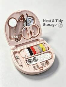 1 قطعة طقم خياطة، طقم خياطة محمول صغير للسفر مع مقص، دبابيس لؤلؤية، دبابيس أمان، أداة إدخال الخيط، إبر، أزرار وخيوط بألوان متنوعة، لوازم خياطة يدوية مدمجة للمنزل والسفر والمكتب والسكن الجامعي وإصلاح الملابس الطارئ، هدية عملية - متعدد الألوان - مشاهدة 8