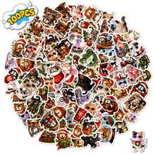 Whimsical Xmas Feline Decorative Sticker Pack 100/200 Pieces Waterproof Decals For Festive Atmosphere Craft Decoration - A-100PCS - View 7