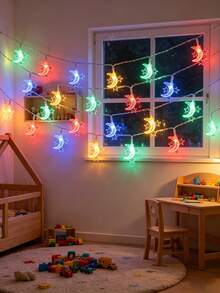 1 Buah Lampu Hias Bulan & 3 Bintang, Lampu Hias Dalam Ruangan, Cocok untuk Pohon Natal, Hadiah Thanksgiving, Pesta, Pernikahan, Kamar Tidur, Ruang Tamu, Dekorasi Liburan, Lampu Hias Dekoratif, Bertenaga Baterai, Perencana Acara, Penyelenggara Pesta - Tali Cahaya Bulan Cincin Bintang - View 6
