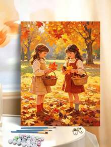 DIY Digital Oil Painting Set, Two Little Girls, Suitable For Beginners And Adults, Canvas Art Home Wall Decor, Halloween Party Gift - Sets - View 2