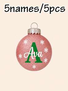 Custom Initial Christmas Ball Ornament, Personalized Holiday Tree Hanging Decor, Sparkly Red Green Bauble, Customized Name Family Keepsake Gift, Customizable Xmas Ornament For Home, Party & Gift Giving, Christmas Decorations, Merry Christmas, Family - Style D - View 22