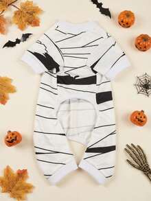 LUCKIE PAL 1pc Halloween Bandage Ghost Print Pattern Cat Dog Polyester Four-Legged Pajamas, Elastic Soft Comfortable Warm, Suitable For Pets Cats Dogs, Indoor Outdoor, Autumn Winter - Multicolor - View 7