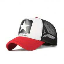 1pc Men's Five-Pointed Star Baseball Cap, Stylish Truck Driver Hat, Sun Protection Casual Mesh Cap, Suitable For Spring And Autumn Travel, Tourism, And Beach Vacations. - Multicolor - View 4