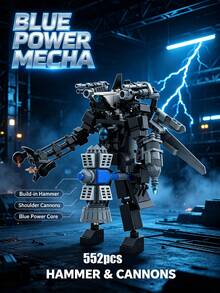 Robot Building Block Model, Game Peripheral Toy, Abstract Cool Appearance Figurine, Suitable For Decoration Display, 500+Pcs DIY Assembly - Multicolor - View 10
