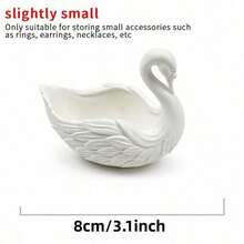 1pc White French Swan Shaped Jewelry Tray, Suitable For Holding Earrings, Necklaces, Rings And Accessories. It Is A Fashionable Decoration For The Vanity And A High-End Gift Decoration For Parties And Weddings. - Multicolor - View 3