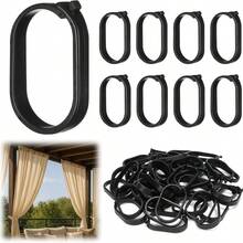 Black Sunshade Curtain Hooks, O-Shaped Closed Design Black Plastic Shower Curtain Rings, Curtain Hanging Rings, Non-Detachable Press-Lock Thickened Reinforced Hanging Rings - Multicolor - View 1