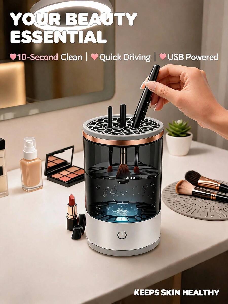 Electric Makeup Brush Cleaner, Automatic Deep Cleaning, USB Powered Makeup Brush Cleaner, Quick Drying And Storage, Suitable For All Makeup Brushes, Keeps Skin Clean And Healthy, A Great Gift