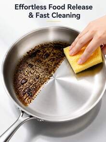 1pc Stainless Steel Non-Stick Frying Pan, No Coating Cookware Suitable For Steak, Compatible With Gas Stove And Induction Cooktop, Cast Iron Frying Pan And Wok Cookware Set, Pots And Pans - View 3