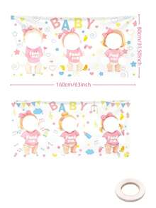 3-Piece Baby Baptism/Gender Reveal Party Decor Set: Includes Game Banner And Blindfold (Suitable For Boy/Girl Parties, Guest Interactive Games, Photo Props And Wedding Parties) - Multicolor - View 10