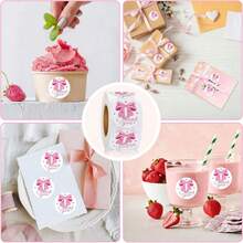 Pink Bow Thank You Stickers, Order Label Sealing Stickers For Handmade/Party Gift Box/Cake Sealing, 1 Inch Self-Adhesive Label Paper Suitable For Convenience Store, Supermarket, Cake Shop, Bakery, Milk Tea Shop, Coffee Shop - Multicolor - View 8