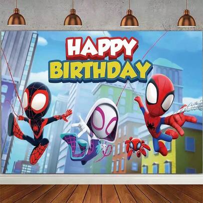 1 pezzo Sfondo per festa di compleanno a tema eroe ragno, contrasto di colori rosso e blu con forte impatto visivo, texture a ragnatela abbinata a stampe di personaggi eroi in varie pose, elemento visivo centrale evidenziato, personaggi laterali decorati per arricchire la stratificazione. Atmosfera ricca. Adatto come regalo per forniture per feste di compleanno, regalo di Capodanno, regalo di Ognissanti, regalo di Natale, regalo di Pasqua, utilizzato per feste di compleanno a tema, feste a tema eroe, sfondo fotografico e decorazione di scene per raduni festivi, crea facilmente un'atmosfera immersiva da festa a tema eroe, un elemento di spicco per la decorazione festiva.