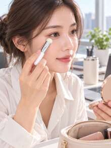 1pc Round Foundation Brush, Soft And Dense Bristles, Smooth Blending Tool For Liquid Foundation, Concealer And Cream Products, Portable Makeup Applicator, Suitable For Natural Base, Daily Makeup And Travel - Multicolor - View 7