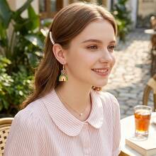 1 Pair Sweet Colorful Oil Drop Rainbow Bear Metal Pendant Earrings, Versatile Personalized Dangle Earrings/Ear Clips/Ear Hoops - Multicolor - View 9