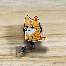 Cat Retractable D Card Holder Reel With Cute Cartoon Design, Nurse Hospital Badge Holder Office Lanyard 1pc - X1087 - View 6