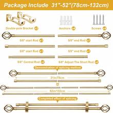1 Set Double Rod Curtain Rod Kit, Metal Adjustable Splice Double Rod Curtain Rod Set, Suitable For Windows, Comes With Brackets, Perfect For Bathroom, Bedroom And Living Room Blackout Curtains (Gold) - American Style Double Rod - Gold - View 11