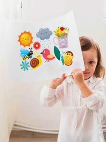16Sheets Spring Nature Sticker Sheets, Parent-Child Interactive Educational Puzzle DIY Craft Decals With Flower Bee Butterfly Tree Birdhouse, Garden Theme Party Decoration, Festive Celebration Games Favors Supplies Kits Sets Box Packages - Multicolor - View 4