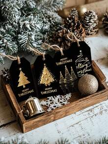 Elegant Black & Gold Christmas Gift Tags - Luxury Tree Design, Suitable For High-End Gifts, Decoration, Party And Craft, Holiday Greetings, Christmas Gift Tags, Party Gift Tags, Elegant Style, Paper Tags - Multicolor - View 4