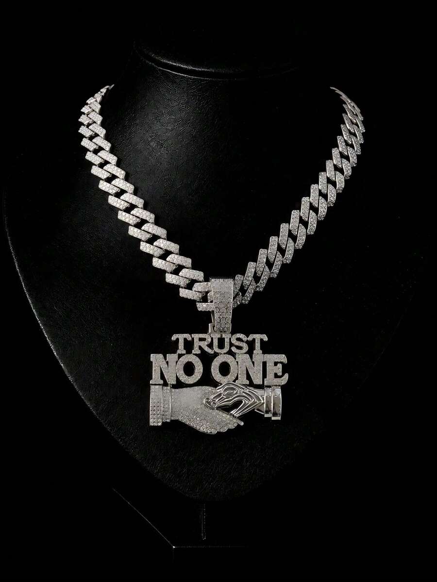 Fashionable "Trust No One" Letter Combination Pendant Necklace, Suitable For Party Wear, Women