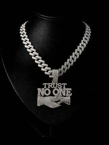 Fashionable "Trust No One" Letter Combination Pendant Necklace, Suitable For Party Wear, Women - Hip Hop Pendant - View 9