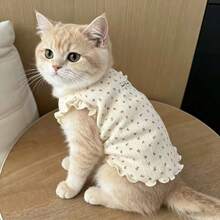 New Flutter Sleeve Floral Pet Vest, Princess Style Cat & Dog Home Wear, Teddy Schnauzer Spring/Autumn Outfit, Anti-Floating Fur Pet Waistcoat - Yellow - View 2