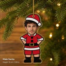 1pc Personalized Face Christmas Ornament | Customized Photo Santa Claus Hanging Decor | Fun Family Christmas Keepsake | 2026 Holiday Commemorative Gift, Christmas Tree Decoration, Christmas Gift - Red - View 10