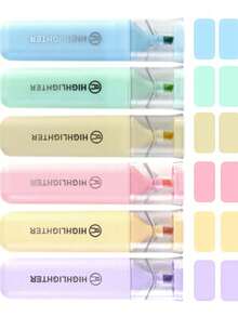 12/6/3pcs Macaron Fluorescent Highlighters, Colorful Markers, Suitable For School Supplies, Back To School Season - Multicolor - View 1