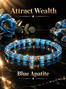 Minimalist Square Blue Apatite Beaded Bracelet, Handmade Hypoallergenic Prosperity Jewelry, Attracts Abundance And Wealth Spiritual Accessory, Suitable For Daily Wear And Gifting - Multicolor - View 6