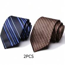 AlanKing 2pcs Men's Geometric Polka Dot Ties, Suitable For Matching Shirts And Suits, Applicable For Workplace Interviews And Formal Business Occasions - Color Mixing - View 11