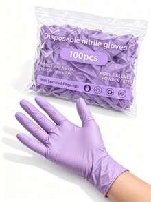 100pcs Disposable Purple Nitrile Gloves, Made Of High-Quality Nitrile Material, Suitable For Home Hygiene And Cleaning. Flexible Design, Comfortable To Wear (Packaging Box Not Included). 4/50/100Pcs - Light Purple - View 2