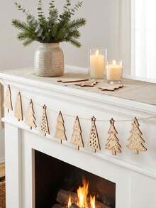 50pcs/25pcs/1pc Ornamen Kayu Berbentuk Pohon Natal Campuran, Set Dekorasi Pohon Kayu DIY, Dekorasi Natal, Dekorasi Pohon Natal, Sempurna untuk Digantung dan Dihias Selama Musim Liburan (Tali Tidak Termasuk) - A - View 4