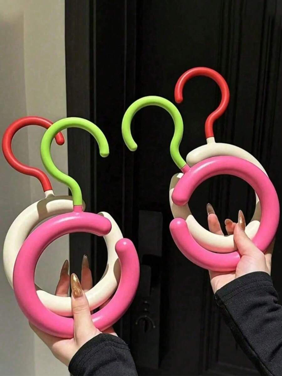 1/3pcs Colorful Closet Hat Hangers, Dopamine Creative Round Ring Hangers, Dorm Closet Hanging Hat Rack,Multi-Functional Home Storage Organizer, Suitable For Hats,Belts,Scarves Storage, Easy To Install Remove, Can Be Stacked, Daily Travel Essential - Multicolor - View 1