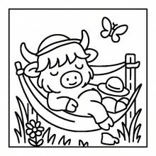 1pc Highland Cow Coloring Book, Adorable Fluffy Scottish Cow Farm Scenes, Relaxing Anti-Anxiety Coloring Sheets For Beginner - Multiple Styles - View 2