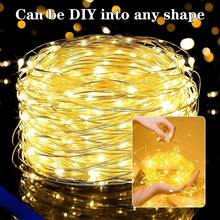 Solar Powered Flexible LED Garland, Daytime Solar Charging, Weather Resistant, Soft Warm Glow For Fence, Door Frame, Lawn, Camping Tent & Holiday Decor - Copper Wire String Lights - View 2