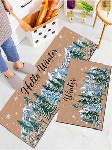 1/2pcs Christmas Diatomaceous Earth Mat, Vintage Cedar Pattern, Super Absorbent, Non-Slip, Perfect For Bathroom, Kitchen And Dining Room, Quick Drying, Ideal Home Decor And Bathroom Mat Gift - Multicolor - View 7