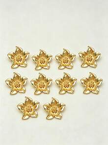 7PCS Flower Shape Metal Buttons 5-Petal Lily Embossed Buttons For Coat Suit Blazer - Multicolor - View 6