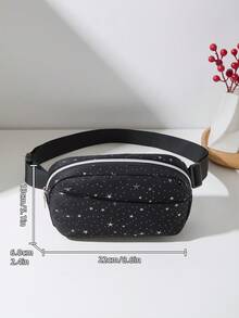 1pc Women's Star Print One-Piece Waist Bag/Chest Bag, Adjustable Shoulder Strap, Perfect For Shopping And Travel - Black - View 2