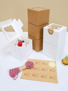 12pcs/1pc Square Window Gift Box, Suitable For Daily Festival Cake Pastry Luxury High-End Packaging Box, Holiday Party Gathering, Friend Birthday, Wedding Favor Gift Box, Halloween, Christmas, Thanksgiving Gift Packaging Bag - Multiple Styles - View 5