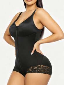 1pc Women's Shapewear, Butt Lift & Tummy Control Jumpsuit, Tight-Fitting Body Shaper, Suitable For Daily Wear - Black - View 6