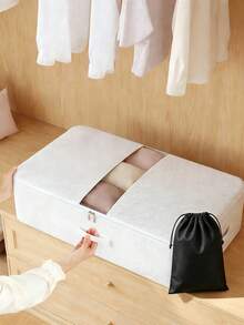 Extra Large Foldable Underbed Storage Bag, Clothes Storage Bag, Large Capacity Clothing Down Jacket Jeans Storage Bag, Multi-Functional Blanket Bedding Dust-Proof Bag, Fully Utilize Underbed Space, Home Storage Essential - White - View 12