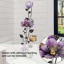 1pc (30x90cm) New Creative Purple Floral Vine Wall Sticker Bedroom Living Room Entryway Home Decor Adhesive Decal - one-size - View 5