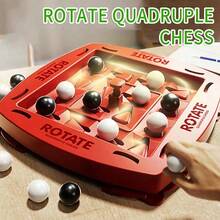 1pc Rotating Four-In-A-Row Game, Black And White Rotating Track Four-In-A-Row Game, Multiplayer Interactive Tabletop Game, Suitable For Family Gatherings, Logic Toy, Holiday Party Prop Gift, Various Holiday Surprise Gifts, Suitable For Relatives And Friends To Play Together - Multicolor - View 5