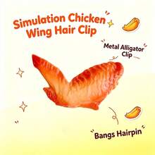 1pc Funny Creative Chicken Wing Hair Clip, Secure Metal Alligator Hair Clip With Quirky Design, Bangs Clip For Travel, Party, Prank, Gift, Niche Personalized Women's Hair Accessory - Multicolor - View 3
