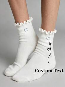 Personalized Embroidered Initial Socks, Customized Letter Pattern Bridesmaid Gift, Wedding Party Socks, Bridal Shower Favor - Multicolor - View 6