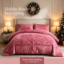 3Pcs Velvet Grid Quilted Comforter Set, Soft Warm Bedding Set With 2 Pillowcases, Pillow Insert Not Included, Vacuum Packed For Bedroom Guest Room - Dark Grey - View 8