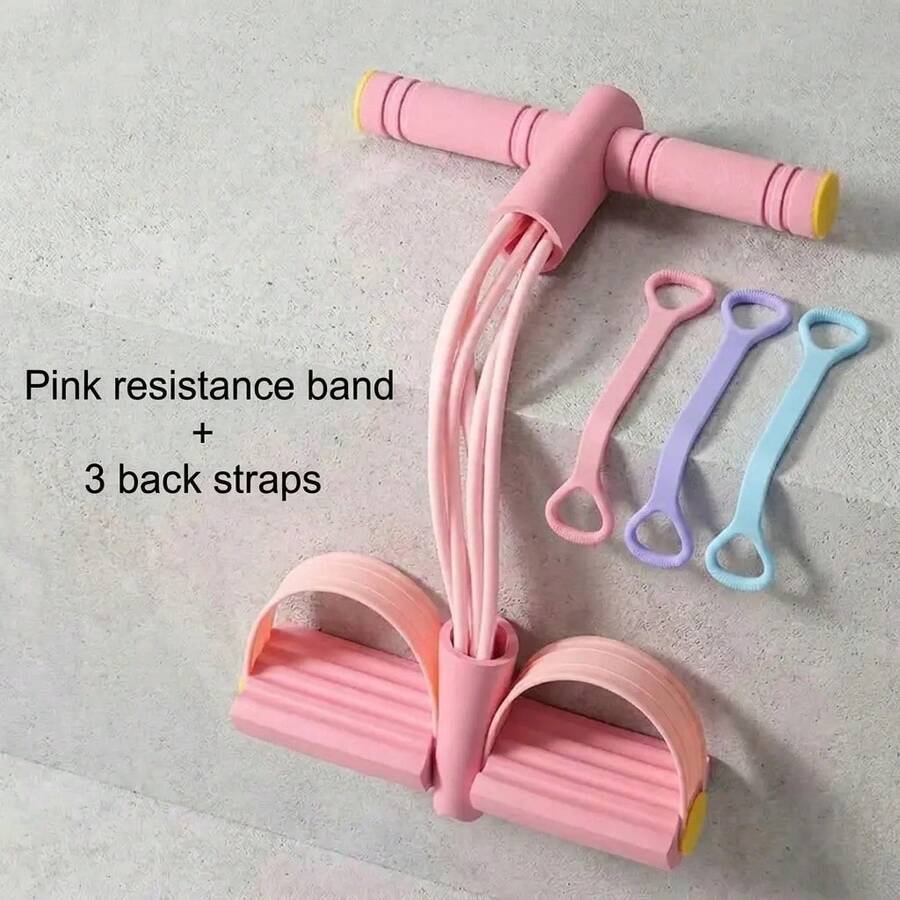 Foot Stretcher - 1 Pink Resistance Band + 3-pack Pull Straps - View 1