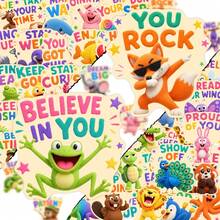50pcs Cute Pet Inspirational Stickers Cartoon Felt Animal Creative Planner Decoration Waterproof Decals - Multicolor - View 9