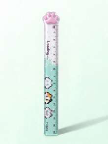 1pc Pixel Cat Paw 15cm Transparent Ruler, Highly Attractive Student Measuring Drawing Wavy Scale Ruler - Multicolor - View 9
