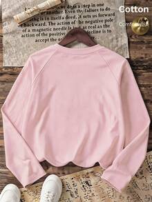 Girls' Cute Printed Long-Sleeve Casual Sports T-Shirt With Set-In Sleeves And A Round Neckline - Baby Pink - View 4