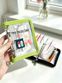 Shiny PVC Transparent 3-Ring Single-Slot Pill Bag Set, MY MEDICINE BAG And Pill Print, Large Capacity Pill Storage Binder, 7 Colorful Compartments, Reusable Travel Medicine Organizer, Suitable For Supplements And Small Daily Items, Ideal For Health-Conscious And On-The-Go Users, Essential Medical Accessory, Dorm Essential, Back To School Essential, Teacher's Day Gift, Back To School Gift - Multicolor - View 6